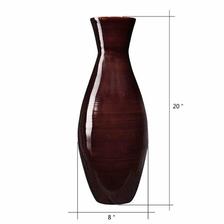 PAISAJE Handcrafted 20 in. Tall Brown Bamboo Decorative Classic Floor Vase for Silk Plants PA3875232